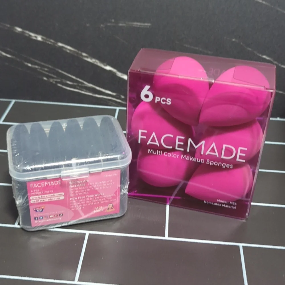 Facemade 6 Pcs Makeup Sponges & 6 powder puffs NEW